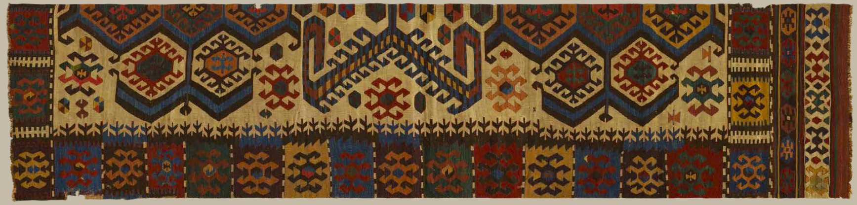 A very elaborate nomadic kilim, mid 19th century, Cental Turkey Megalli Collection Washington DC. Textile Museum