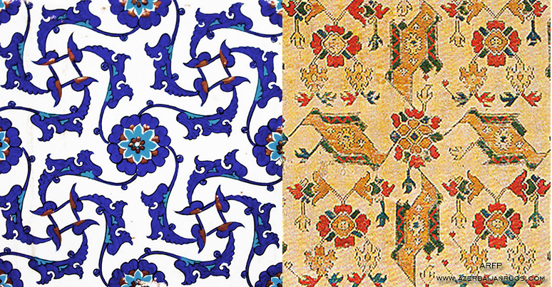 The comparizon of a bird Ushak pattern with Turkish tale drawing taken as the source of the pattern of the same period, 16th century